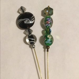Victorian Style Vintage Bead Hat Pins Set of 2